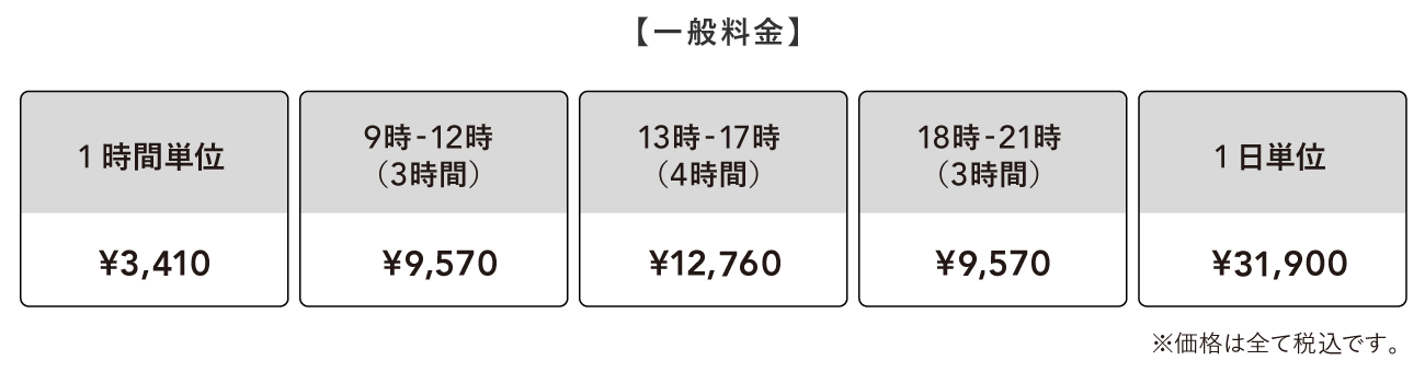 シェアキッチン 料金表