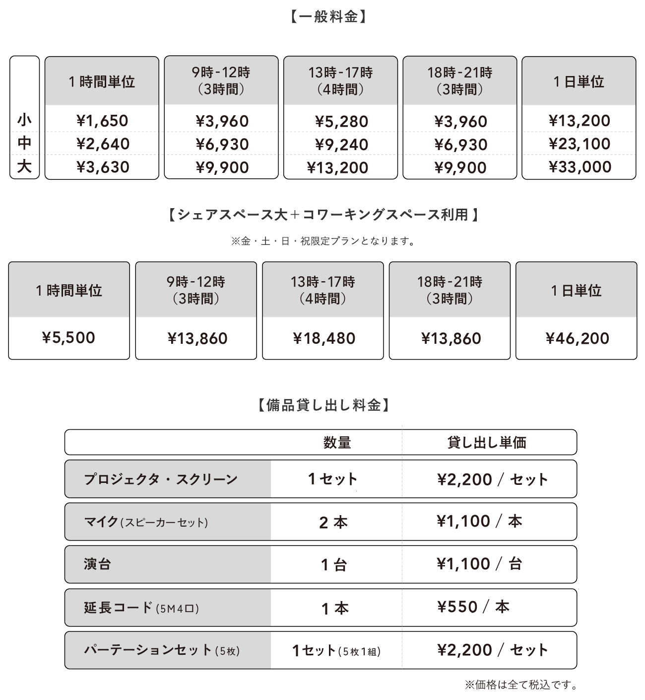 シェアスペース 料金表